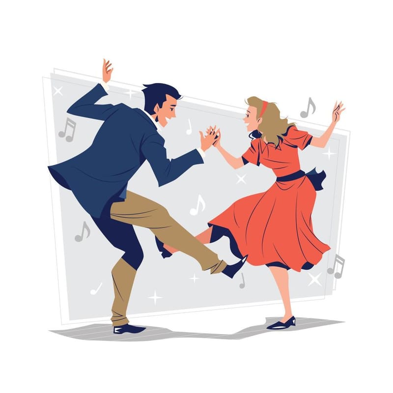 Retro dancers representing music requests